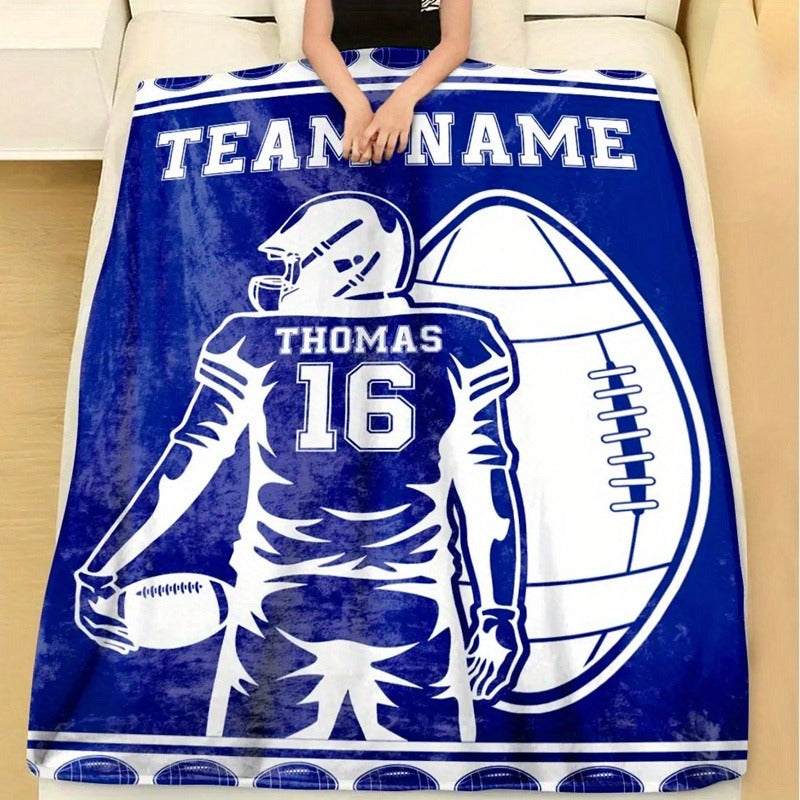 Customizable Football Blanket - Personalized Name and Team Design