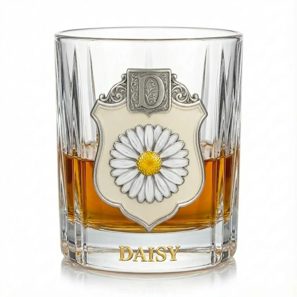 Personalized Birth Flower Whiskey Glass