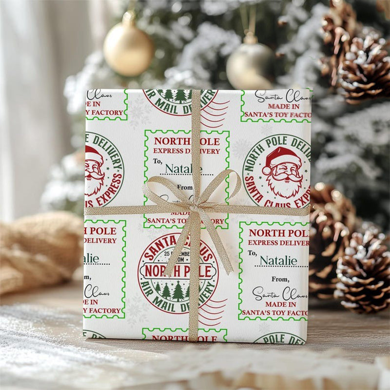 Holiday Repeating Name Personalized Wrapping Paper Christmas Wrapping Paper