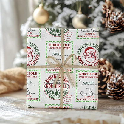 Holiday Repeating Name Personalized Wrapping Paper Christmas Wrapping Paper
