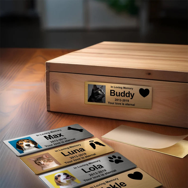 Custom Pet Memorial Urn Adhesive Nameplate