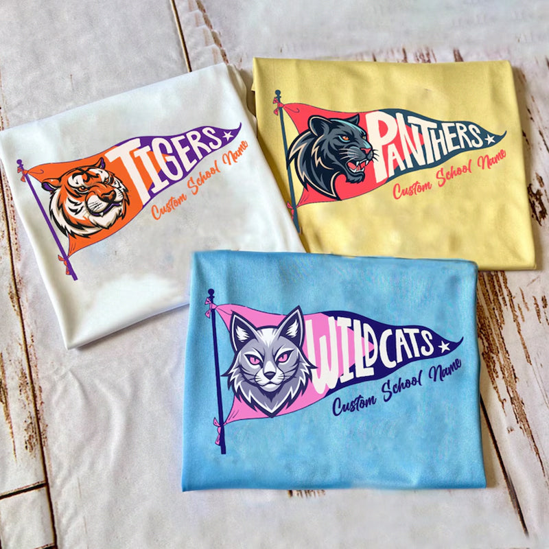 School Spirit Pennant Shirt, Custom Mascot T-shirt, High School Football Shirt