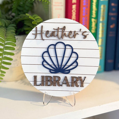 Personalized Library Sign, Book Shelf Decor,Gift for Book Lover