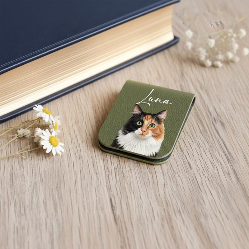 Personalized Pet Portrait Magnetic Bookmark, Animal Bookmark, Pet Memorial Bookmark