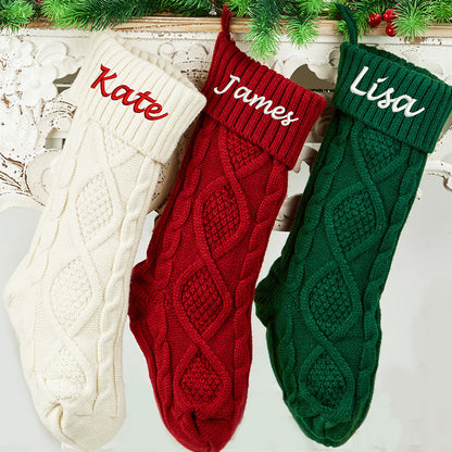 Custom Christmas Stocking with Name, Embroidered Knit Stocking, Monogram Christmas Stocking, Personalized Family Stocking, Holiday Decor