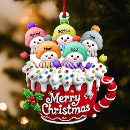 Personalized Snowman Family Ornament, Custom Family Christmas Ornament