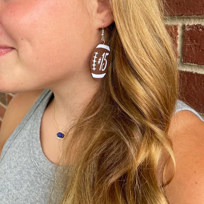 Football personalized number earrings, player number earrings