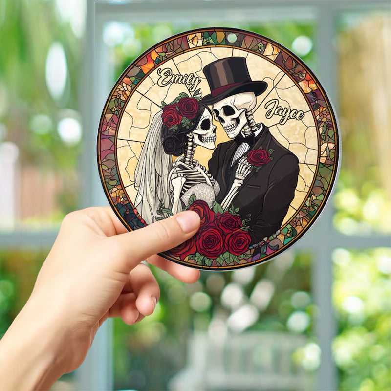 Skeleton Couple Window Hanging, Halloween Wedding Decor