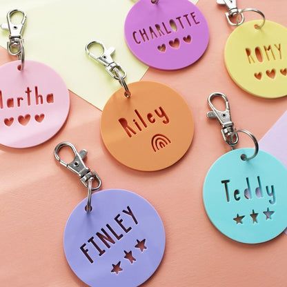 Round Acrylic Personalised Name Keyring Personalised School Bag Tag