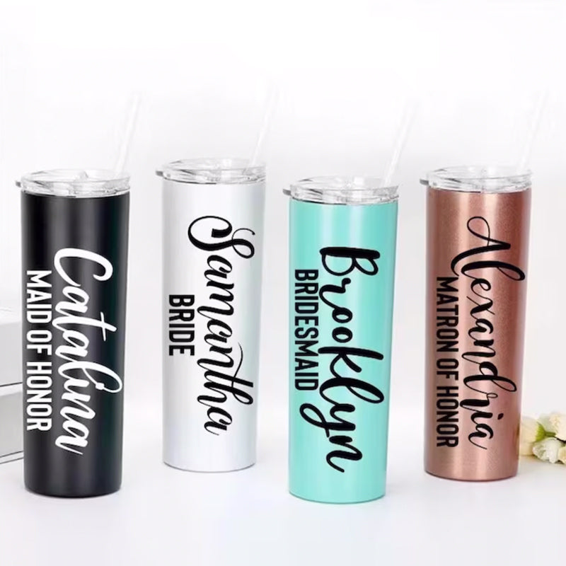 Personalized Tumbler with Straw Bridesmaid Gift