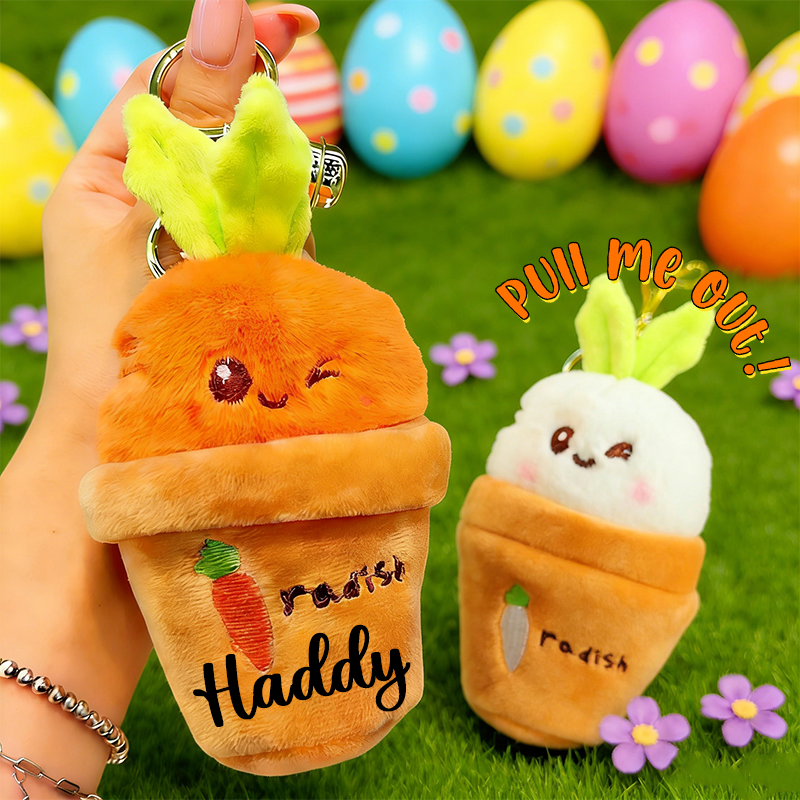 Personalized Easter radish .Pluckable radish plush toy keychain