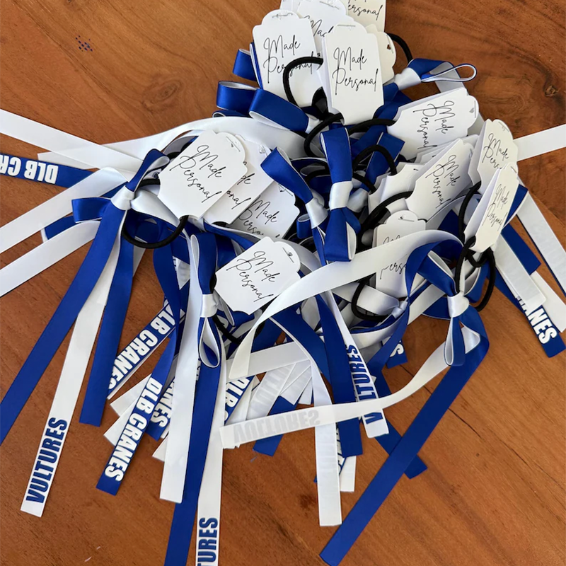 Personalised Team Ribbons with elastic | Custom Name Sports Ribbons