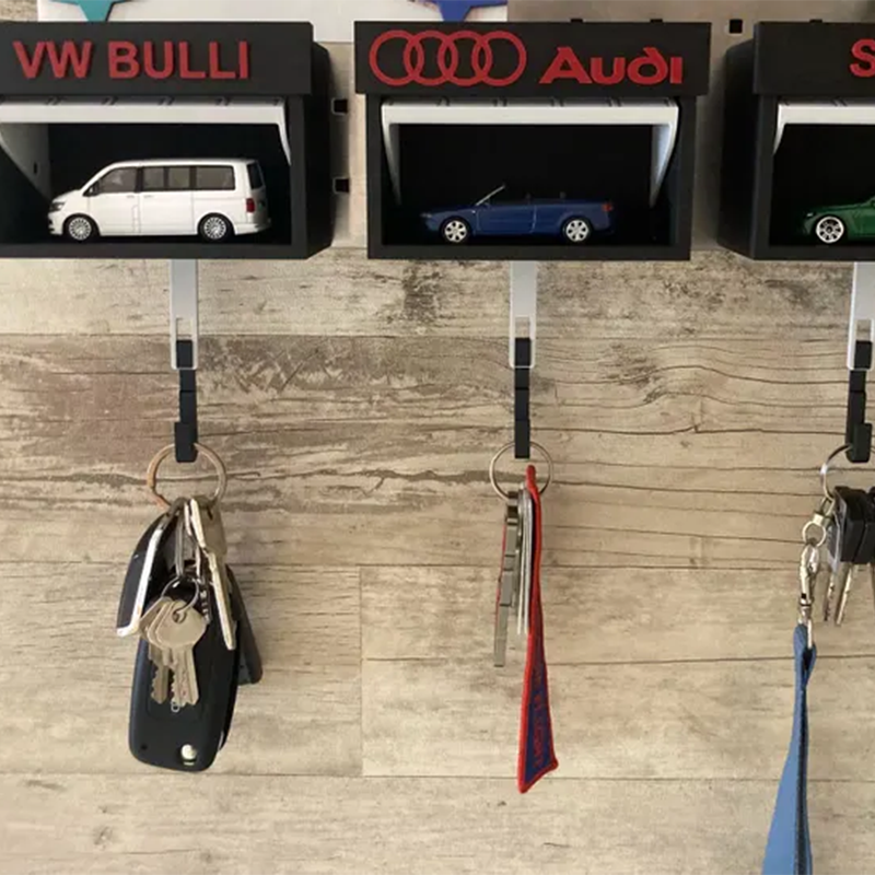 Mini Garage Key Holder: Toy Car Display with Hidden Compartment