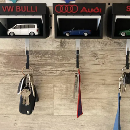 Mini Garage Key Holder: Toy Car Display with Hidden Compartment