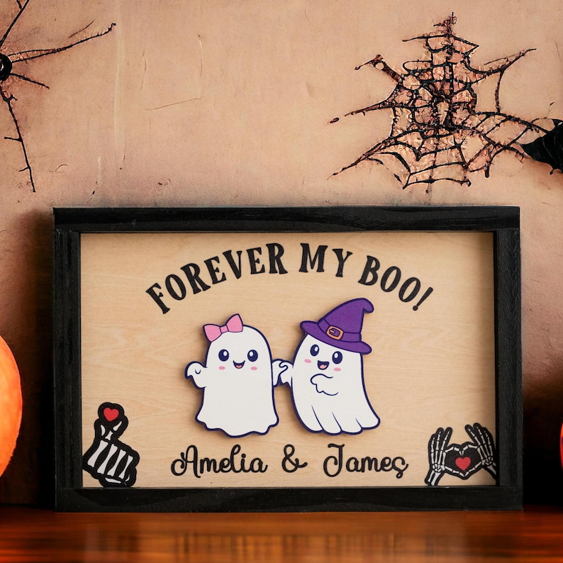 Custom Halloween Ghost Couple Sign – Romantic Personalized Gift