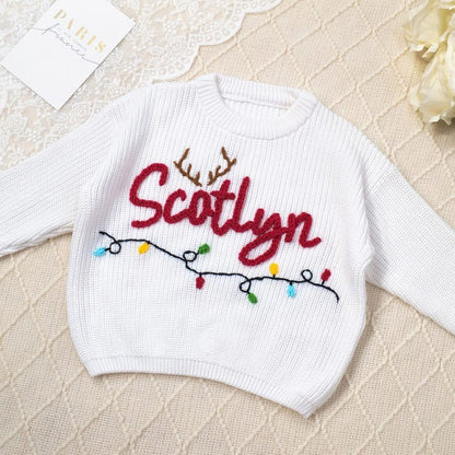 Merry Christmas Personalized Knitted Name Baby Sweater