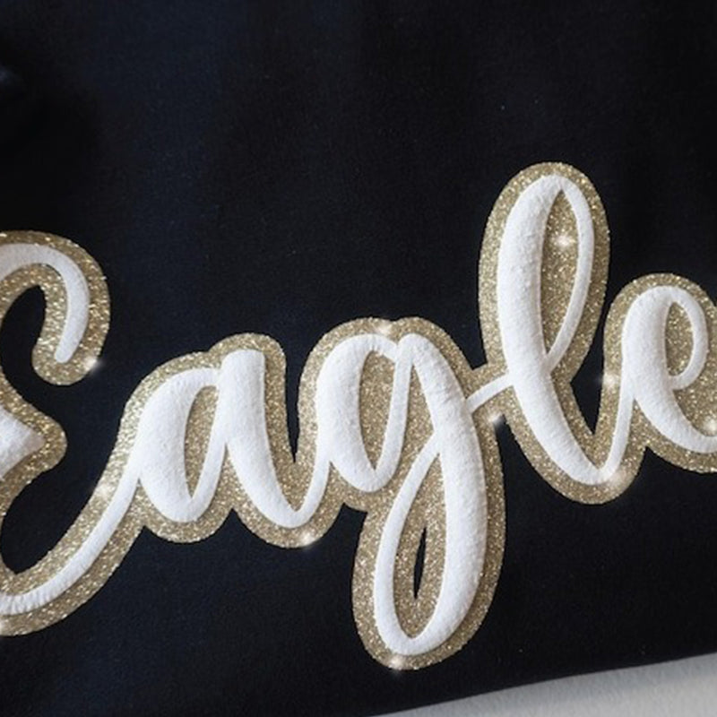 Custom Puff Sleeves And Glitter Team Name Sweatshirts, Glitter Team Name Sweatshirts, School Spirit Shirts