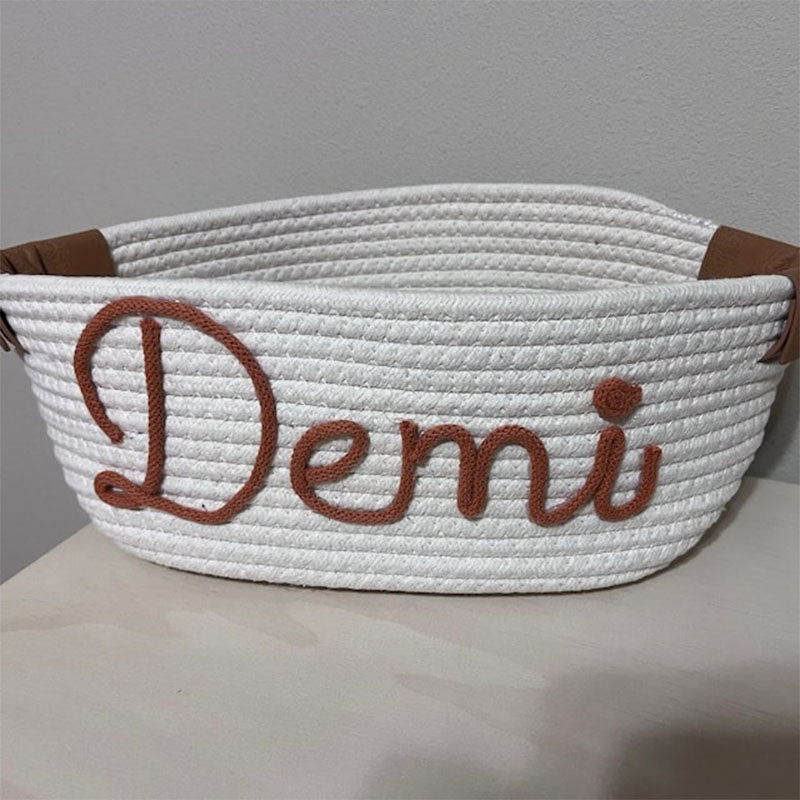 Personalized baby shower rope cotton baskets