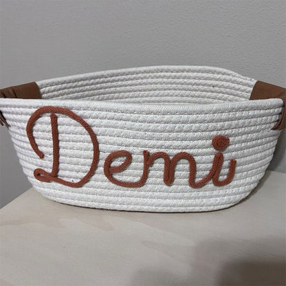 Personalized baby shower rope cotton baskets