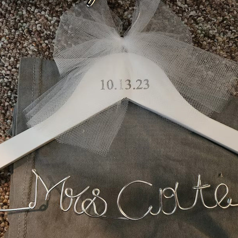 Wedding hanger with date name Bride hanger