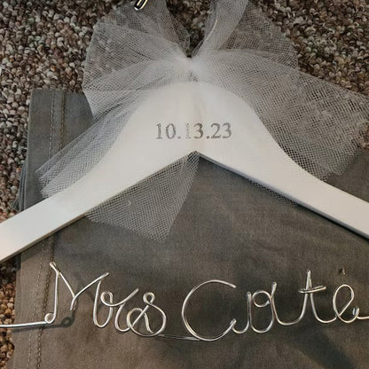 Wedding hanger with date name Bride hanger