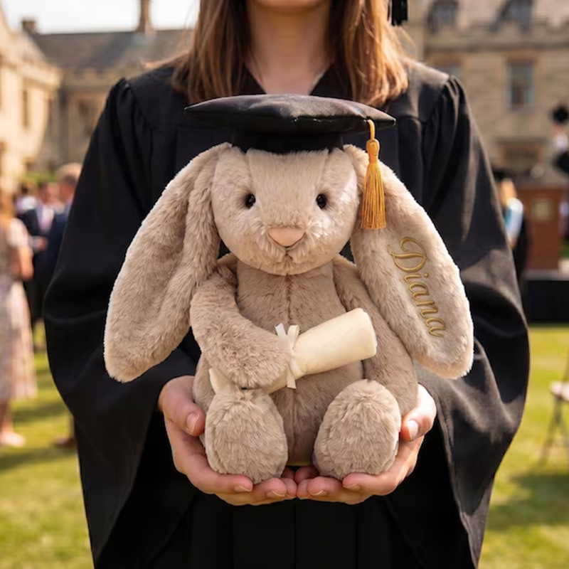 Personalized Graduation Bunny Plush, College Graduation Gift