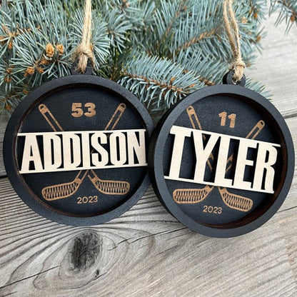 Personalized Hockey Puck Christmas Ornament