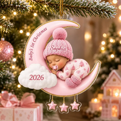Baby First Christmas On The Moon - Personalized Acrylic Ornament