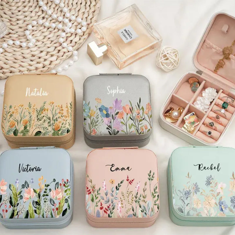 Travel Jewelry Box with Name,Birthday Christmas Gift for Women