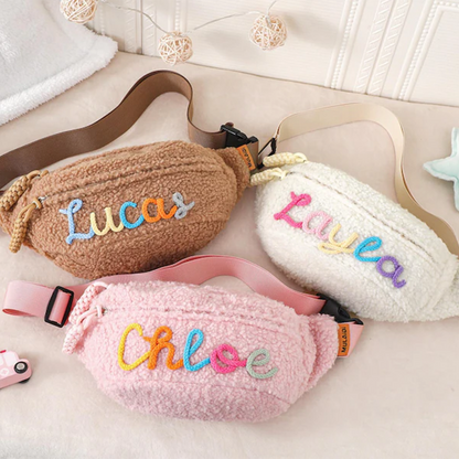 Personalized Plush Waist bag,Kids Crossbody Bag,Custom Crochet Name