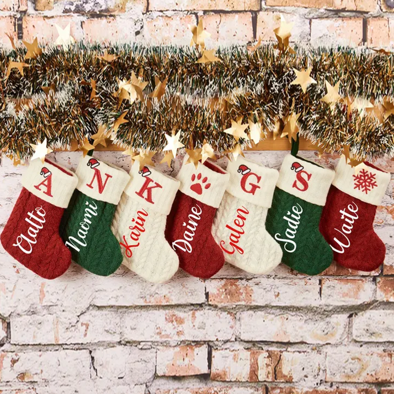 Personalized Mini Christmas Stockings with Names Family Knitted Christmas Stockings