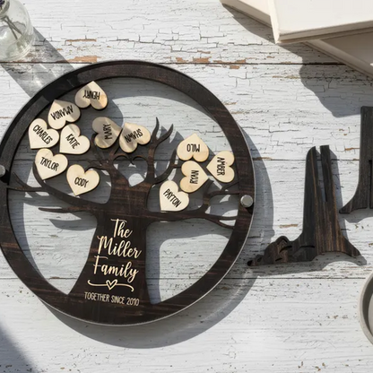 Personalized Wooden Family Tree Sign for Family Gift From Grandkids Names Sign