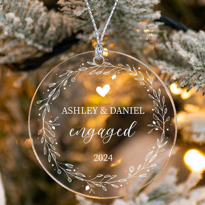 Personalized Engaged Ornament, Engagement Gift Ornament