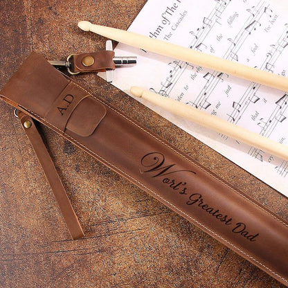 Custom Leather Drum Stick Bag, Handmade Leather Drumstick Holder