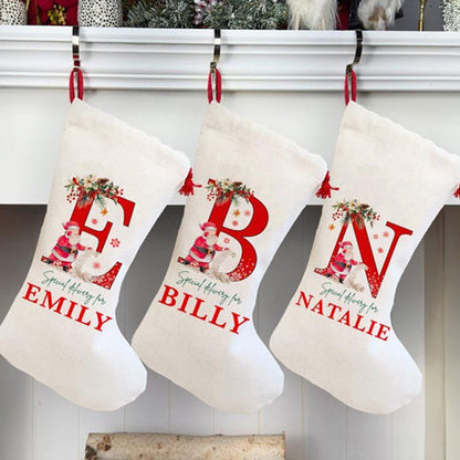 Personalized Santa Stocking with Name, Christmas Name Stocking