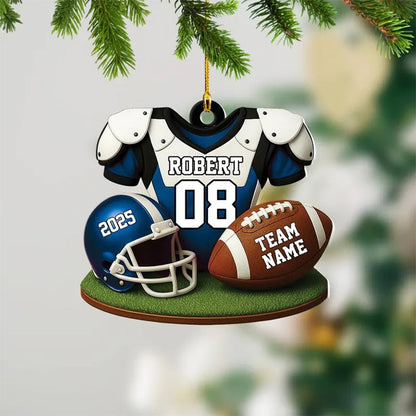 American Football Christmas Ornament, Custom Football Player Uniform Acrylic Ornament