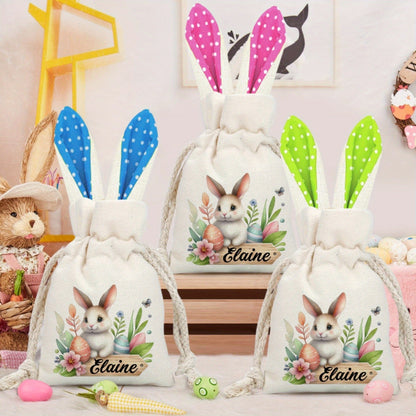 Customizable Easter Bunny Ear Gift Bag with Personalized Name