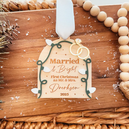 First Christmas As Mr. and Mrs. Ornament, 2025 Newlywed Christmas Ornament