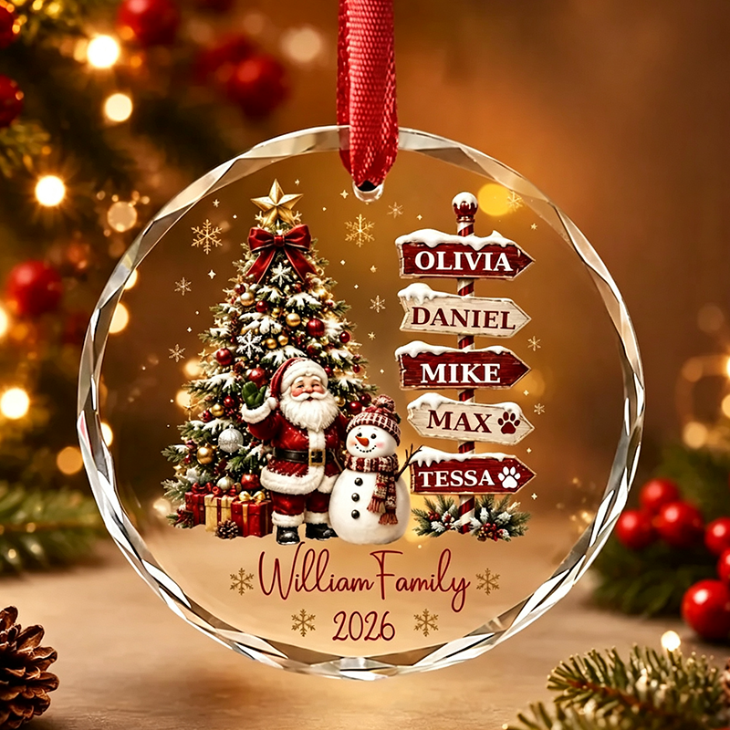 Personalized Family Christmas Ornament , Custom Name Signpost Ornament