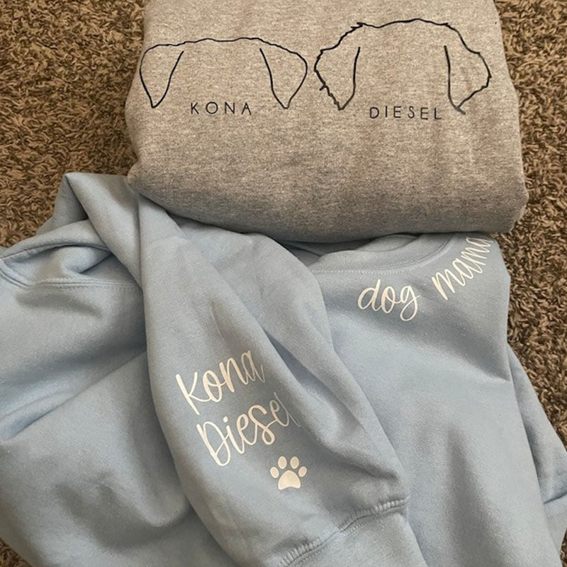 Custom Dog Mama Sweatshirt With Names On The Sleeve