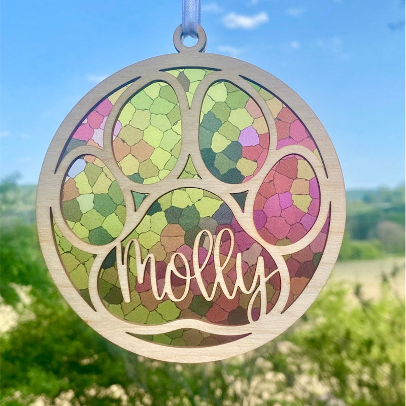 personalized name, dog / cat/ pet remembrance, paw with saying and name