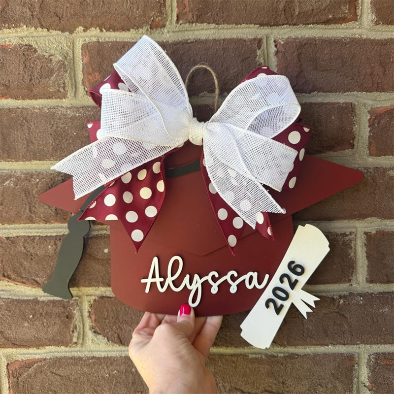 Personalized school colors graduation hat sign