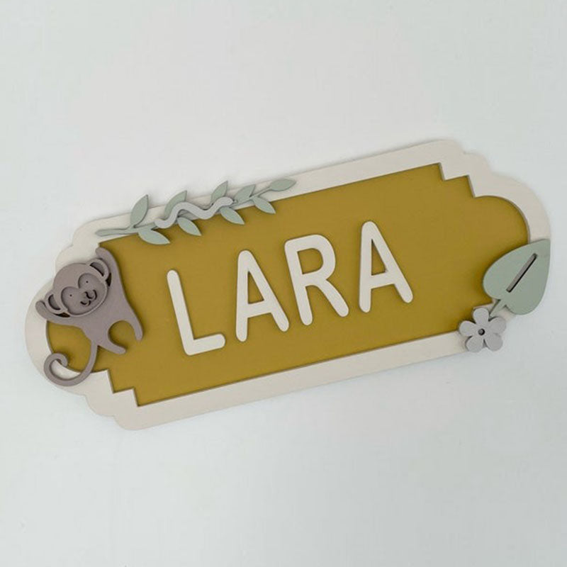 Personalised Street Sign Name Plaque - Monkey Design - Bedroom Door Name Plate