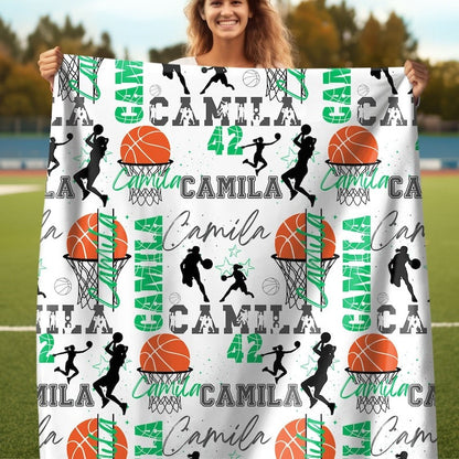 Basketball Girl or Boy Personalized Blanket, Custom Name Basketball Throw