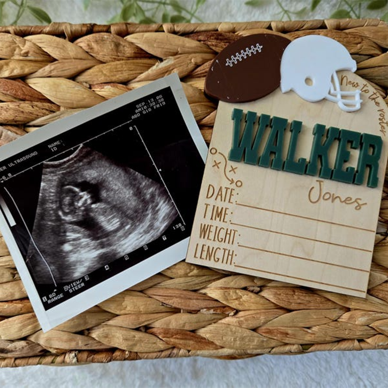 Football birth announcement sign newborn name sign baseball