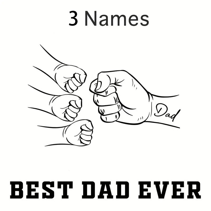 Personalized Dad And Kids Hands Engraved Leather Wallet