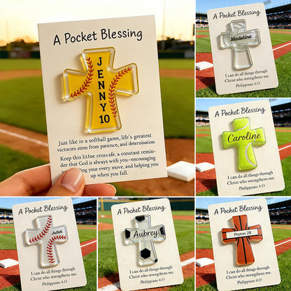 Baseball Cross Blessing Card,Pocket Blessing Sport Cross