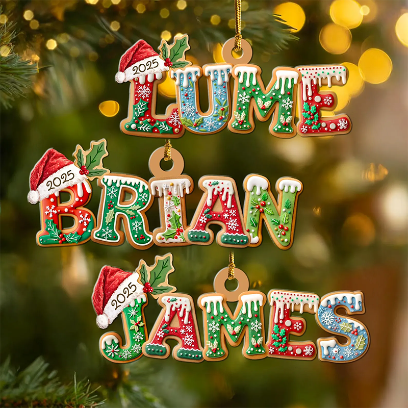 Personalized Name Gingerbread Ornament, Custom Kids Name Ornament