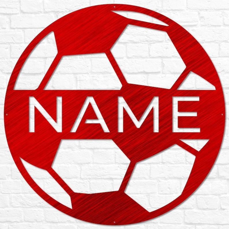 Personalized Soccer Ball Name Sign, Metal Wall Art, Soccer Name Sign