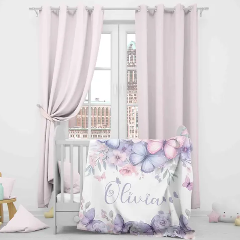 Personalized Butterfly Nursery Blanket Custom Baby Name Blanket